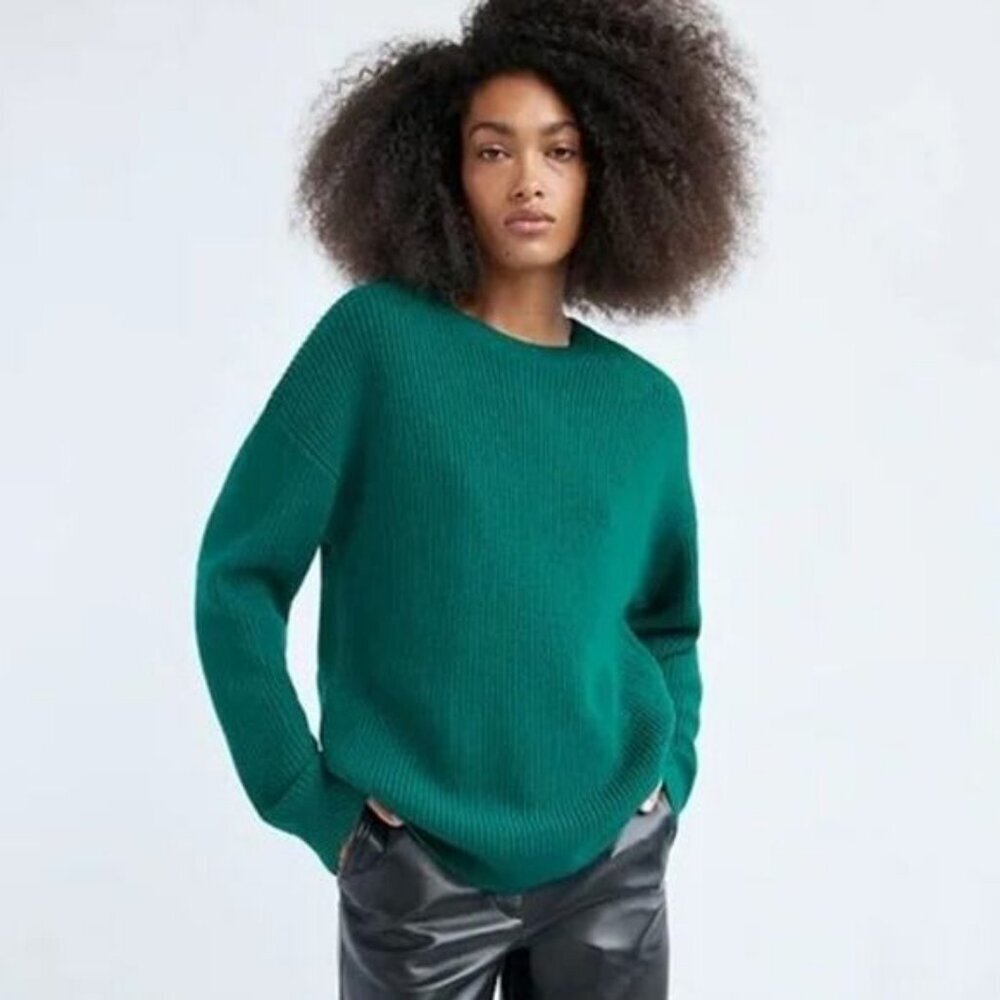 BABATON Aritzia Fernwood Merino Wool Chunky Sweater Size XS Empress Green